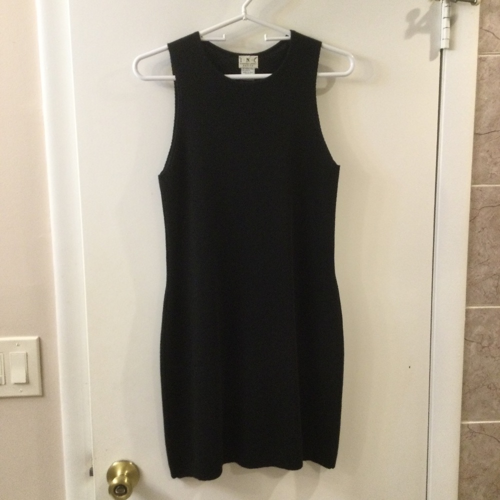 INC International Concepts Petite Black Mini Dress Wool Blend Sweater  Size S